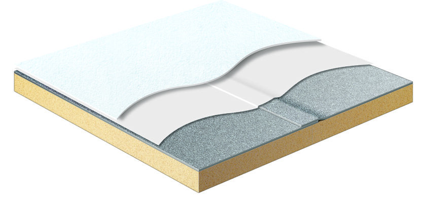 graphic of steps for Fibermaxx application on MOD-BIT roof