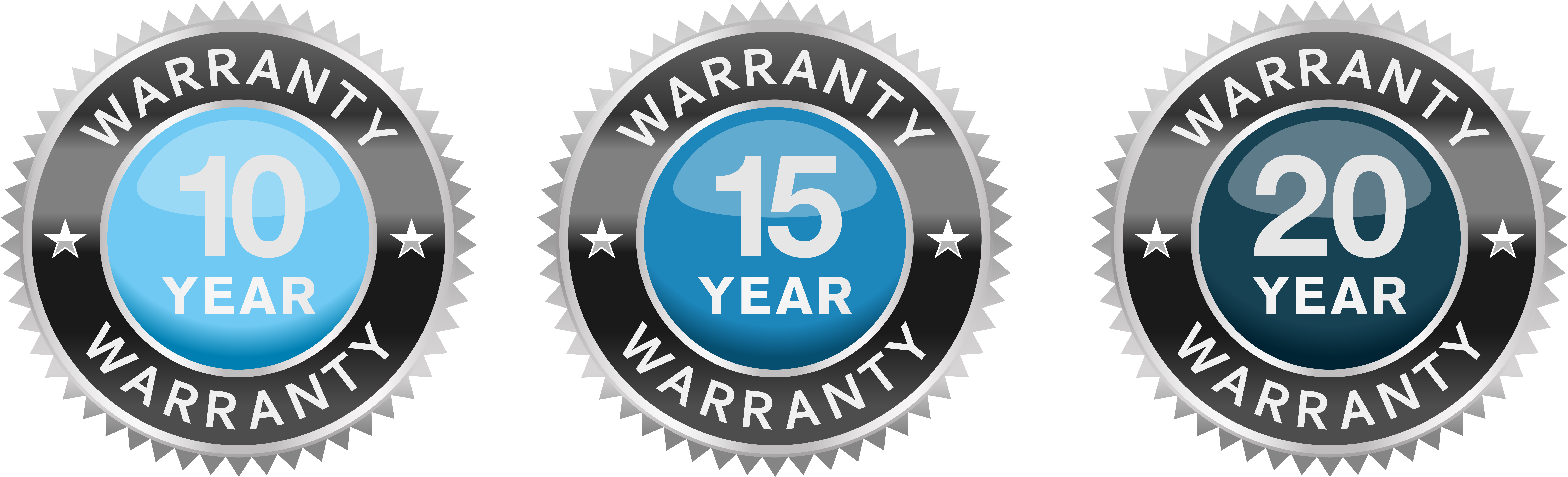 10 15 20 Yr Warranty badges no shadow 10 15 20 Yr Warranty badges no shadow