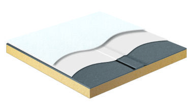 graphic of steps for Fibermaxx application on built-up roof