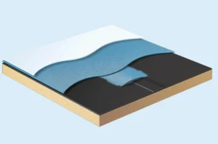 graphic of fiberseal base applied to single-ply epdm roof